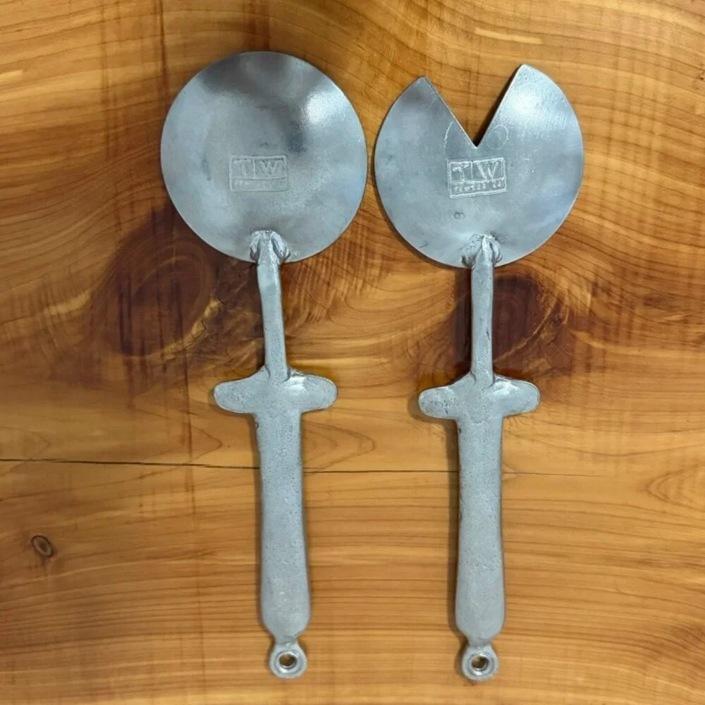 TWL Pewter Co. Set of 2 Silver Tone Salad Servers Made in USA